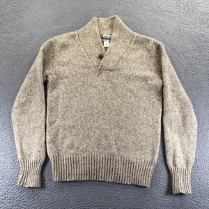 Vintage Woolridge Sweater Men Medium Oatmeal Beige Wool Knit Shawl Collar Jumper